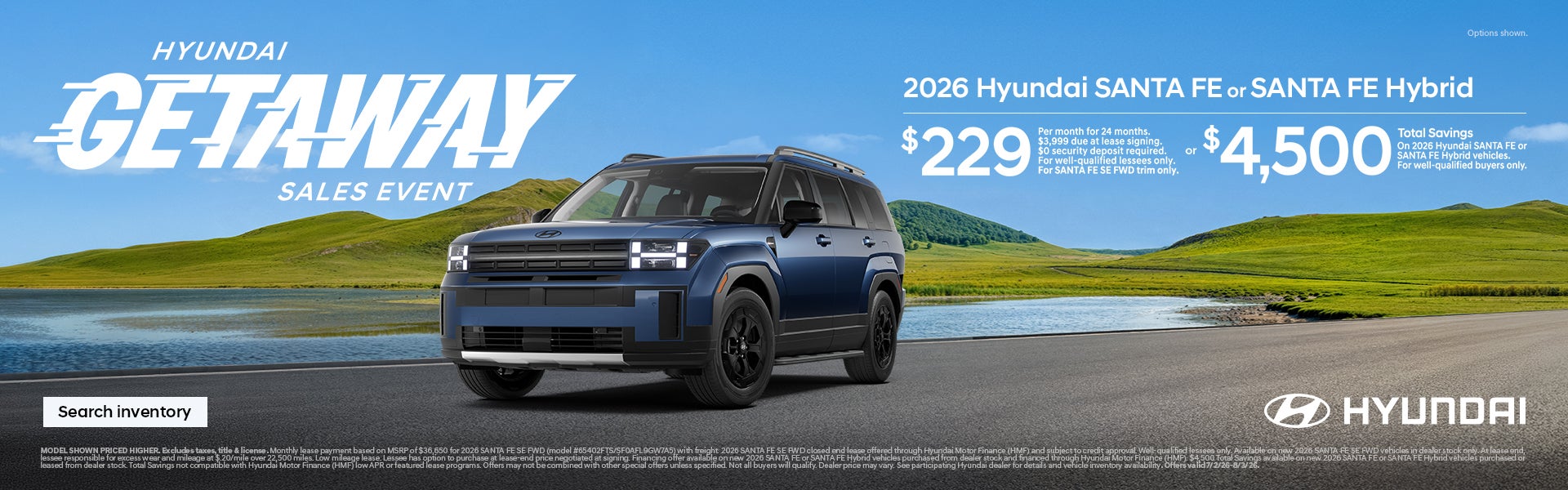 2026 Hyundai Santa Fe, Santa Fe Hybrid Lease or Total Savings Offer
